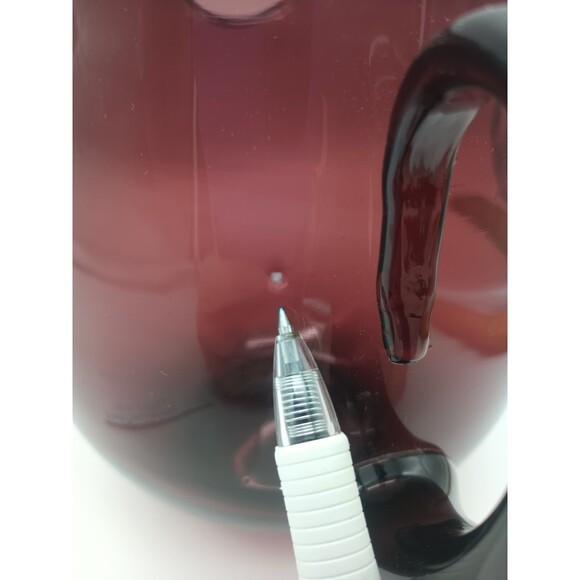 Vtg Blenko Purple Amethyst Squat Pitcher Art Glass 5.75" Handle - Picture 7 of 7